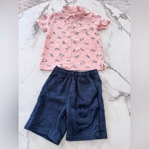 Patterned T-Shirt and Navy Shorts Set